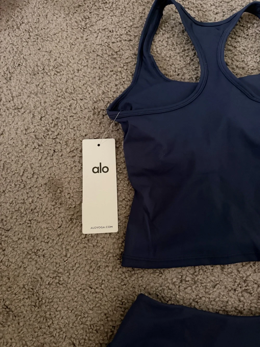 alo Navy Blue Tank and Skirt Set